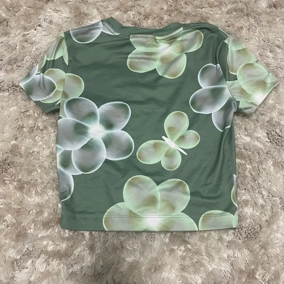 Green Patterned Crop Top - Picture 4 of 5